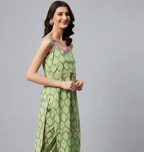 Women Green Ethnic Motifs Printed Kurta with Salwar